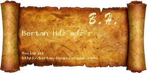 Bertan Hümér névjegykártya